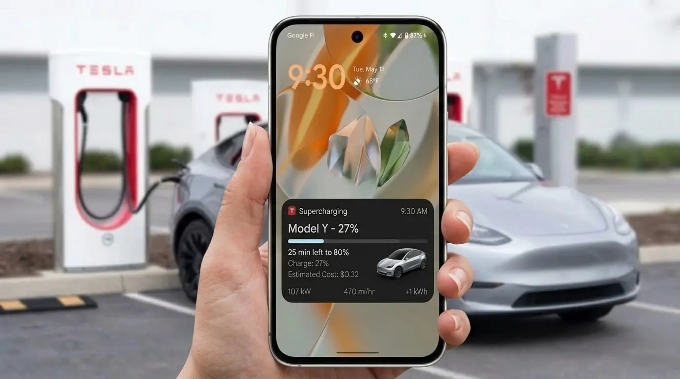 Tesla Android Uygulamasına Canlı Şarj Takibi Özelliği Geliyor 3 Tesla Android canli sarj takibi.webp